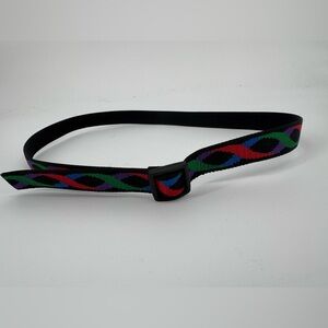 Sports Belt Colorful Geometric Design on Black Webbing 42 Inches Long